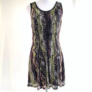 BAR III Sleeveless Goth Dress Size S Black/Multi Mesh Lace Halloween Party